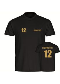 multifanshop Kinder T-Shirt - Frankfurt - Trikot Nummer 12 gold - Druck gold metallic - Kind