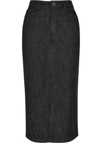Urban Classics Damen Jerseyrock "Urban Classics Damen Ladies Midi Denim Skirt", schwarz, Gr. 28, unifarben, 100% Baumwolle, Röcke
