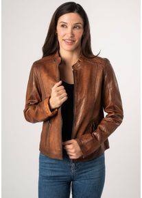 Mauritius Damen Lederjacke "MWAndriana", braun, modisch, Gr. XS, unifarben, Obermaterial: 100% Schafsleder. Futter: 100% Baumwolle. Ärmelfutter: 100%