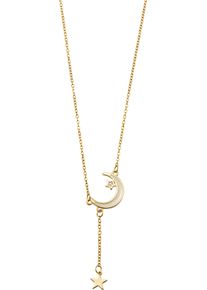 Firetti Damen Y-Kette "Schmuck Geschenk Edelstahl Halskette Ankerkette Mond Sterne", Edelstahl, L: 45,5cm B: 2mm, gold, Edelstahl, B:2mm, Halsketten,