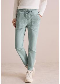 Cecil Damen Stoffhosecool salvia grün, casual, Gr. L, unifarben, Web, 73% Baumwolle, 24% Polyester, 3% Elasthan, Hosen, Middle Waist