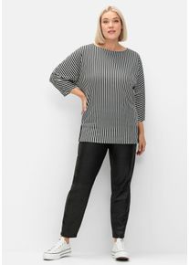 Große Größen Leggings aus leicht glänzendem Lederimitat Gr. 48 schwarz von sheego für Damen