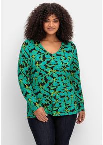 sheego by Joe Browns Große Größen Langarmshirt mit floralem Alloverprint Gr. 56/58 schwarz geblümt von sheego für Damen