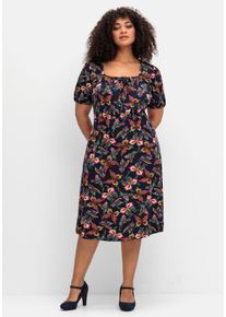 sheego by Joe Browns Große Größen Jerseykleid mit Karree-Ausschnitt und Alloverprint Gr. 42 blau von sheego für Damen
