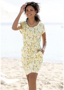 Beach Time BEACHTIME Jerseykleid mehrfarbig Gr. 34 für Damen. Rundhals und Allover-Druck. Figurumspielend. Nachhaltig.