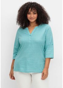 Große Größen Shirt mit 3/4-Ärmeln und Grafikprint Gr. 44 blau bedruckt von sheego für Damen