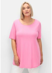 Große Größen Longshirt mit abgerundetem Saum Gr. 48/50 pink von sheego für Damen