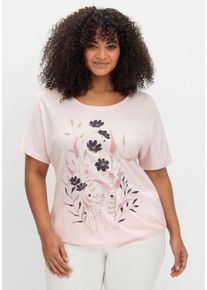 Große Größen Jerseyshirt mit Blumen-Frontprint Gr. 50 rosa geblümt von sheego für Damen