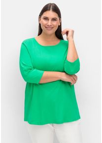 Große Größen Doppelpack 3/4-Arm-Shirts in leichter A-Linie Gr. 44 grasgrün/blau von sheego für Damen