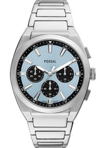 Fossil Herren Chronograph "EVERETT"edelstahlfarben, hellblau, Armbanduhren, Quarzuhr, Armbanduhr, Herrenuhr, Edelstahlarmband, analog
