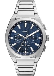 Fossil Herren Chronograph "EVERETT"edelstahlfarben, blau, Armbanduhren, Quarzuhr, Armbanduhr, Herrenuhr, Edelstahlarmband, analog