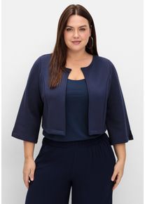 Große Größen Feinstrick-Bolero in offener, kurzer Form Gr. 46 blau von sheego für Damen