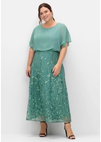 Große Größen Abendkleid mit Stickereien und Pailletten am Rock Gr. 58 grün von sheego für Damen