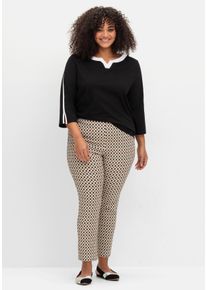 Große Größen Schmale Hose aus Bengalin, mit Grafik-Alloverprint Gr. 50 braun von sheego für Damen