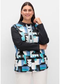 Große Größen Sweatshirt mit Stehkragen und Grafikprint Gr. 54 schwarz von sheego für Damen