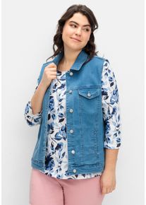 Große Größen Jeansweste in leicht taillierter Form Gr. 50 blau von sheego für Damen
