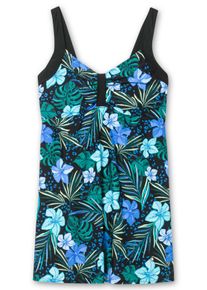 Große Größen Badekleid mit Blumenprint und integrierter Hose Gr. 40F blau geblümt von sheego für Damen