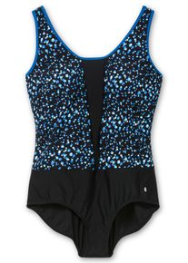 Große Größen Badeanzug mit Pünktchen-Alloverprint Gr. 40E schwarz von sheego für Damen