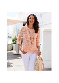 Ajourpullover Inspirationen "Pullover", Damen, Gr. 54, orange (ecru, apricot, meliert), 100% Baumwolle, gemustert, mehrfarbig, Pullover