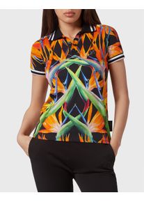 Plein Sport Damen Poloshirt "Poloshirt"0221, schwarz, multicolorot, Gr. M, Obermaterial: 100% Baumwolle, Shirts