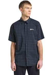 Jack Wolfskin Herren Funktionshemd "NORBO S/S SHIRT M"nightblau, checks, Gr. M, Oberstoff: 95% POLYAMID, 5% ELASTHAN; Futter 1: 100% POLYESTER, Hemden
