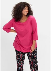Große Größen Doppelpack 3/4-Arm-Shirts in leichter A-Linie Gr. 56 blau/pink von sheego für Damen