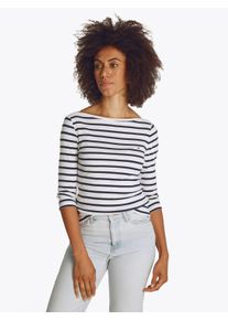 Tommy Hilfiger Damen 3/4-Arm-Shirt "NEW CODY SLIM BOAT-NK 3/4SLV"breton schwarz night navy stp, casual, Gr. S, gestreift, Jersey, Obermaterial: 100%