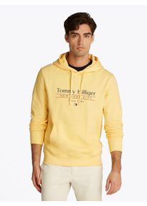 Tommy Hilfiger Herren Hoodie "HILFIGER CENTER STACK HOODY"citronella, casual, Gr. S, Sweatware, Obermaterial: 100% Baumwolle, Sweatshirts, mit großem