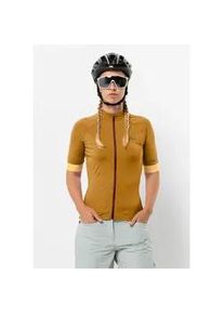Fahrradjacke Jack Wolfskin "GRAVEX FZ S/S W", Damen, Gr. L (42/44), braun (salted, caramel), Obermaterial: 82% Polyester, 18% Elasthan; Innenmaterial: 100% Polyester, Jacken Fahrradjacke