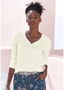 Lascana Pyjamaoberteil braun Gr. 32/34 für Damen. Mit V-Ausschnitt. Figurumspielend