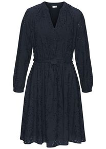 Lascana Blusenkleid blau Gr. 44 für Damen. Tiefer V-Ausschnitt und Stickerei. Figurumspielend. Nachhaltig.
