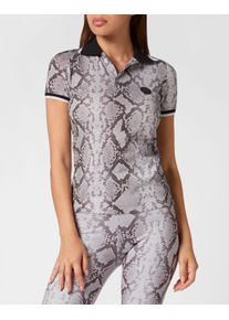 Plein Sport Damen Poloshirt "Python"10, grau, Gr. S, Obermaterial: 100% Baumwolle, Shirts