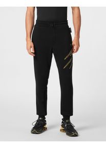 Plein Sport Herren Jogginghose "Scratch"0293, schwarz, lightgold, Gr. 5XL, Obermaterial: 88% Baumwolle, 12% Polyester, Hosen