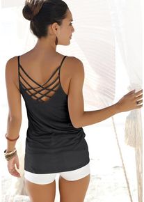Lascana Spaghettitop schwarz Gr. 32/34 für Damen. Mit Rundhals. Figurumspielend. Nachhaltig.