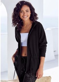 Lascana Sweatjacke schwarz Gr. 32/34 für Damen. Mit Kordelzug. Bequem. Nachhaltig.