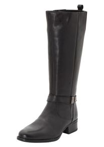 Große Größen Weitschaftstiefel aus Leder mit Zierband Gr. 37 schwarz von sheego für Damen