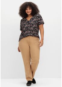 Große Größen Gerade Jeans mit seitlichem Stretchbund Gr. 52 braun von sheego für Damen