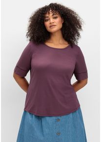 Große Größen Jerseyshirt mit abgerundetem Saum Gr. 46 rot von sheego für Damen