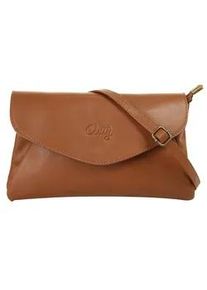 Abendtasche CLUTY, Damen, Gr. B/H/T: 31cm x 18cm x 6cm onesize, braun (cognac), Leder, beschichtet, Taschen Abendtasche, echt Leder, Made in Italy