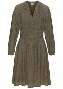Lascana Blusenkleid beige Gr. 36 für Damen. Tiefer V-Ausschnitt und Stickerei. Figurumspielend. Nachhaltig.