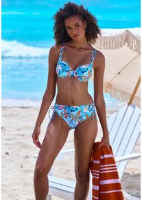 Venice Beach Damen Bügel-Bikini-Top "Caru", blau, Gr. 38, Recycling-Polyamid, Bikini-Oberteile, mit modernem Allover-Print