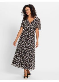 Inspirationen Damen Maxikleid "Webkleid", schwarz-weiß, Gr. 36, gemustert, Georgette, 100% Polyester, Kleider