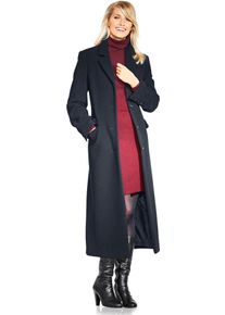 Heine Damen Wollmantel, blau, modisch, Gr. 50, unifarben, unifarben mit Farbeinsatz, unifarben mit Farbeinsätzen, 80% Wolle, 20% Polyamid, Mäntel