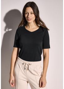 Cecil Damen T-Shirt, schwarz, Basic, Gr. L, unifarben, Web, 100% Baumwolle, Shirts, aus reiner Baumwolle