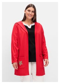 sheego Damen Longstrickjacke "Große Größen", rot, casual, Gr. 50, unifarben, Obermaterial: 70% Viskose, 27% Polyester, 3% Elasthan, Strickjacken, mit