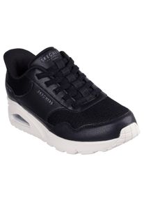 Skechers Damen Slip-On Sneaker "UNO-SIMPLIFIED SLIP-IN", Gr. 38, schwarz, Textil, Lederimitat, sportlich, Schuhe, Keilsneaker, Slipper mit