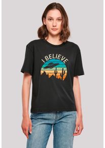 F4NT4STIC Damen T-Shirt "I Believe UFO Alien Sonnenuntergang", schwarz, casual, Gr. S, Obermaterial: 100% Baumwolle, Shirts, Premium Qualität