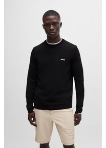 BOSS Green Herren Rundhalspullover "Ever-X_CN", schwarz, casual, Gr. XXL, Strick, Obermaterial: 89% Baumwolle, 10% Polyester, 1% Elasthan, Pullover,