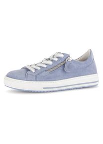 Gabor Damen Plateausneaker "FLORENZ", Gr. 39, blau, Ziegenveloursleder, unifarben, sportlich, Schuhe, Schnürschuh, Halbschuh mit Kontrastnähten an