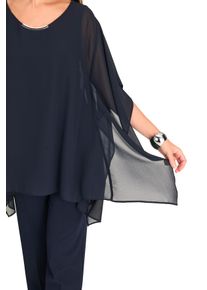 Damen Blusenponcho, blau, casual, Gr. 40, HERMANN LANGE Collection, unifarben, Obermaterial: 100% Polyester, Blusen, mit weiten Ärmeln